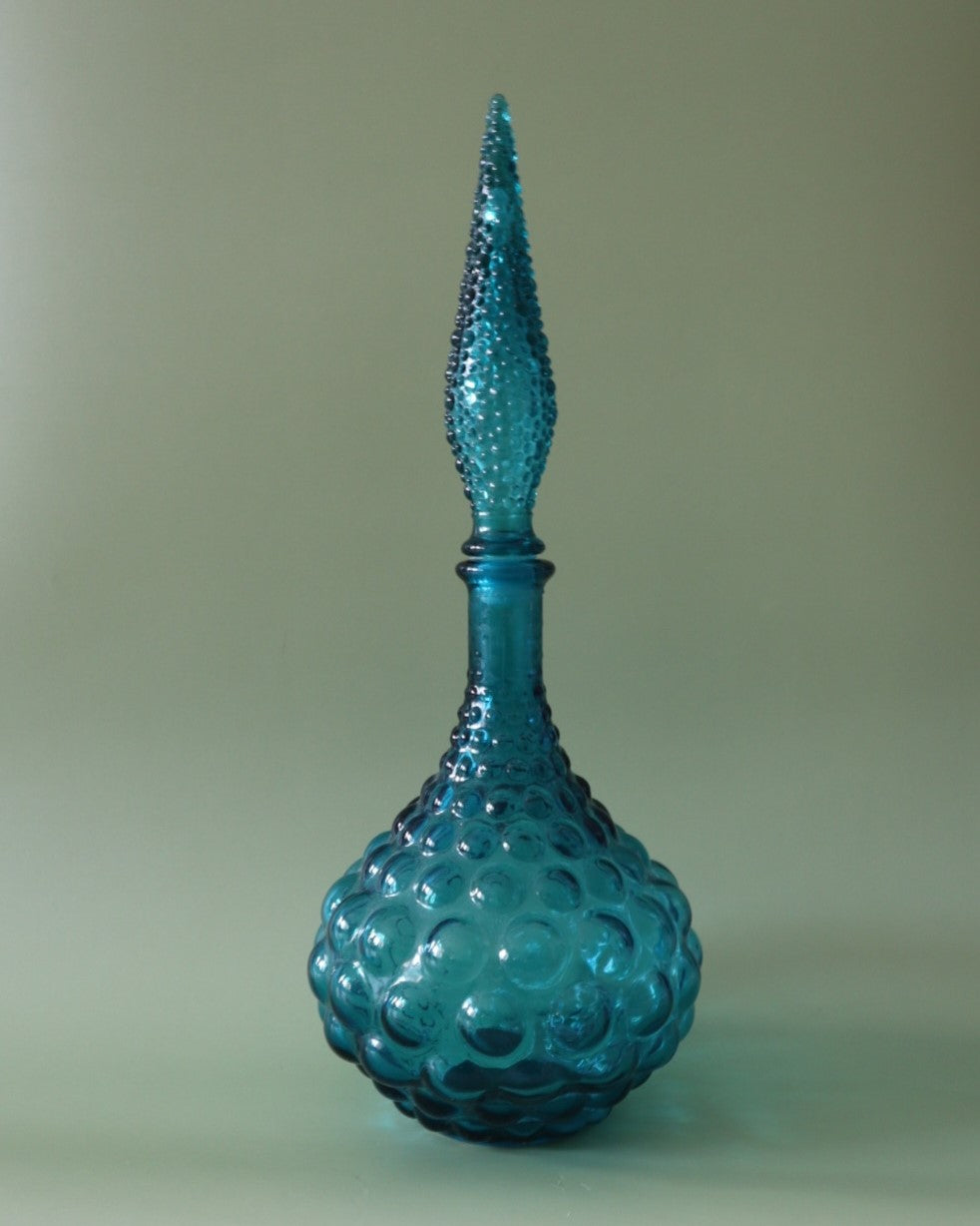 Empoli Blue Bubble Glass Genie Bottle Decanter
