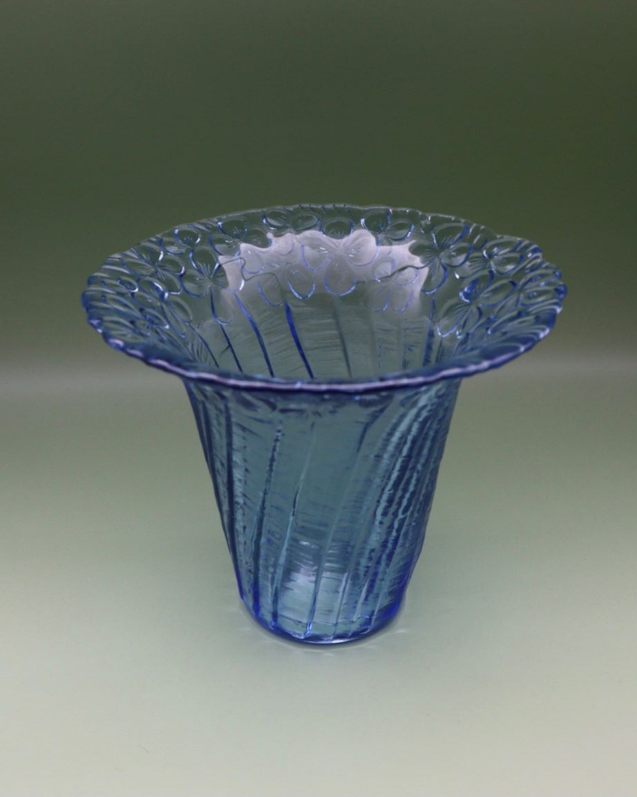 riihimäen-lasi-orvokki-maljakko-sininen