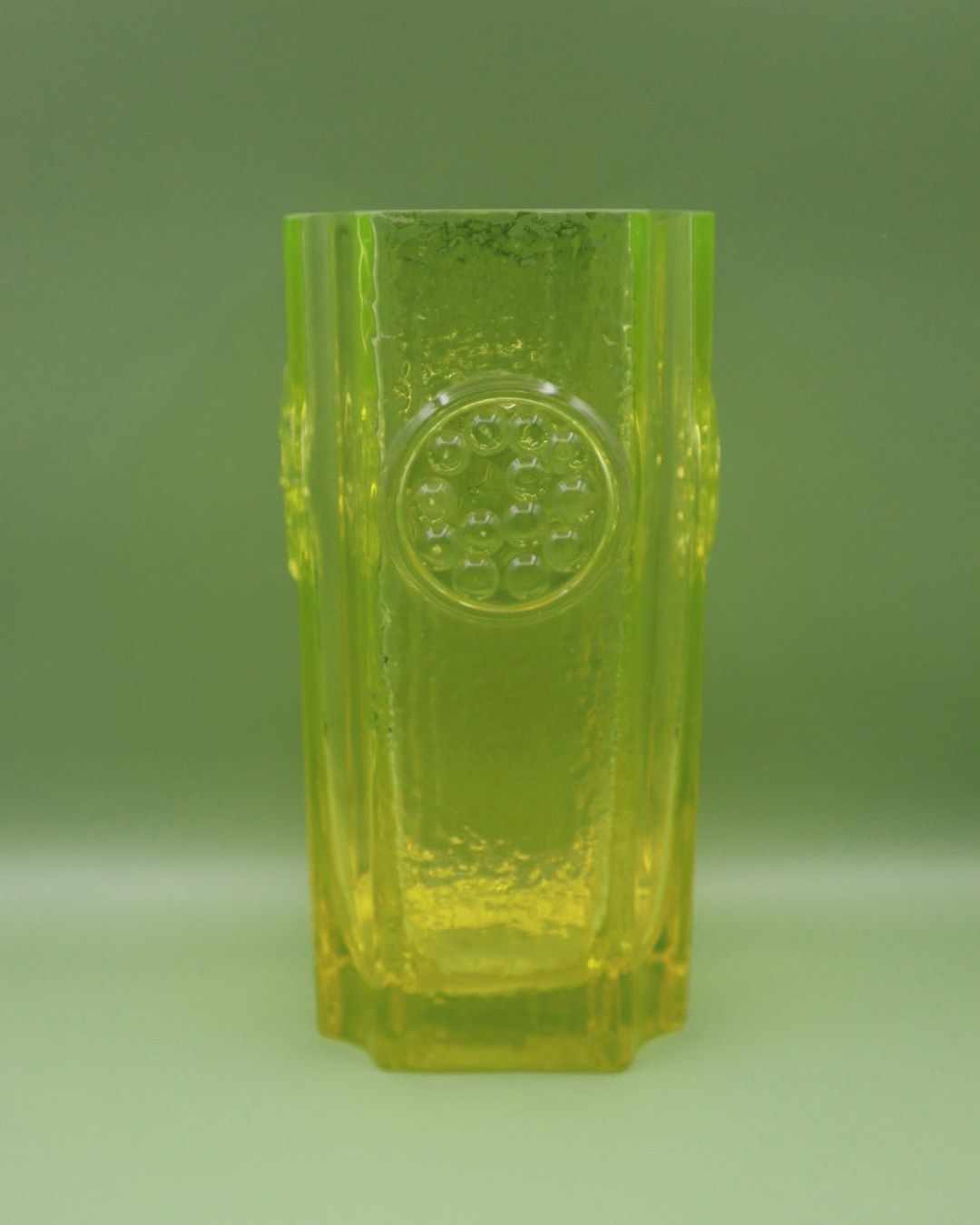 riihimaen-lasi-rondella-maljakko-keltainen