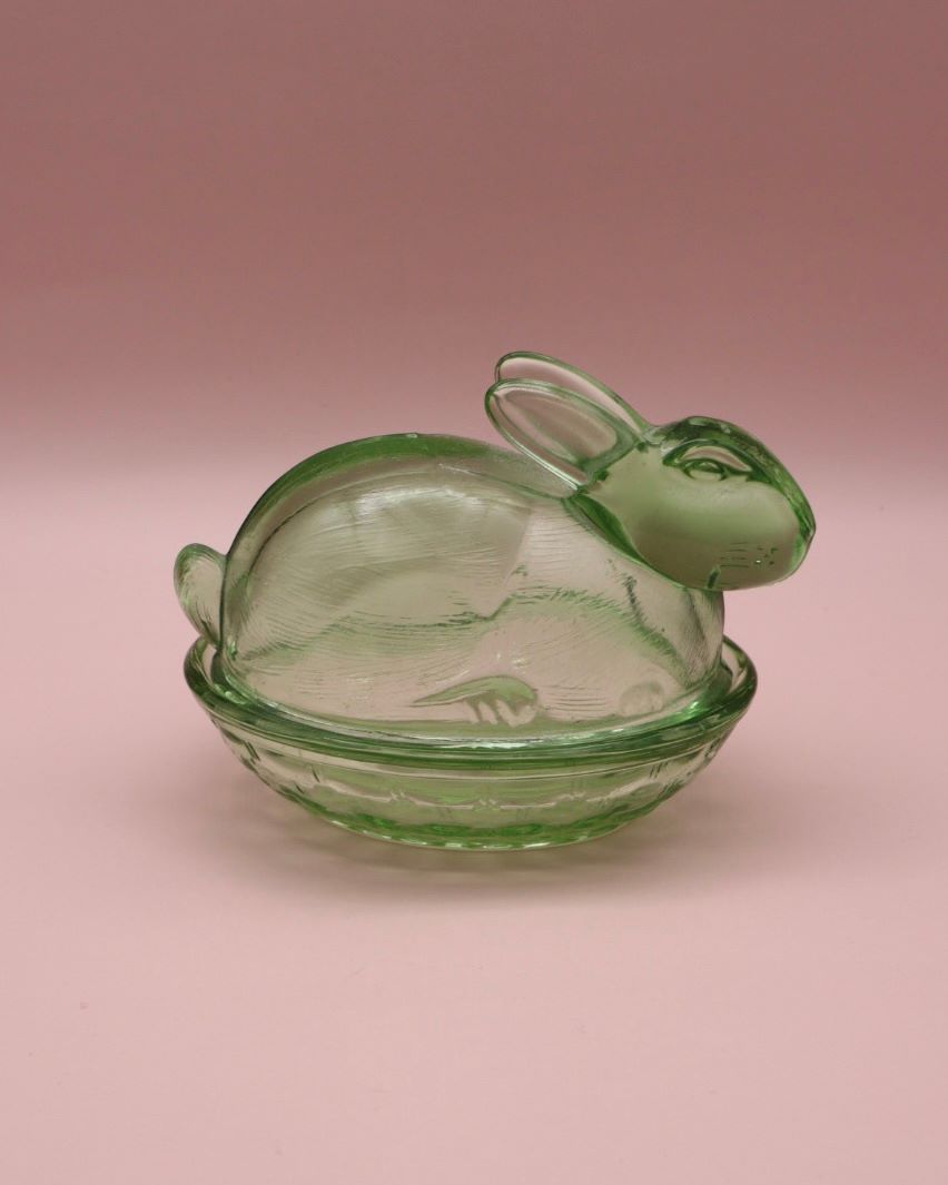 Vintage-bunny-candy-dish-green